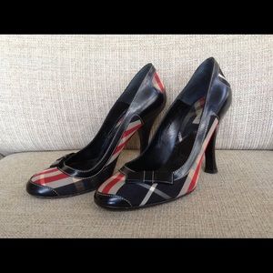 Burberry Plaid Shoes in Red and Black with 4" heel